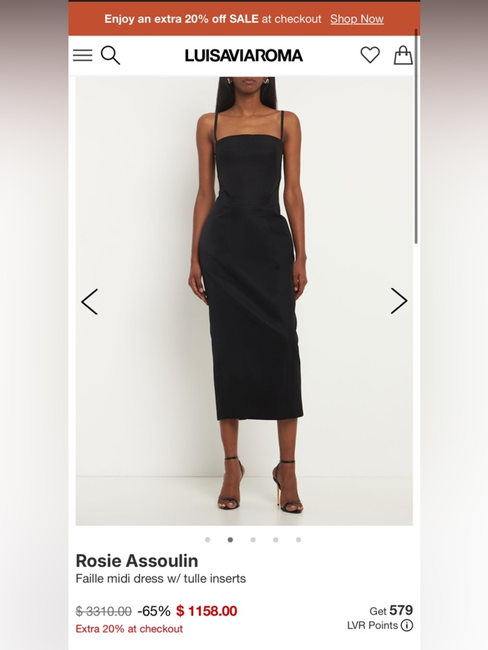 Rosie Assoulin Black Slim Spaghetti-Strap Midi Dress